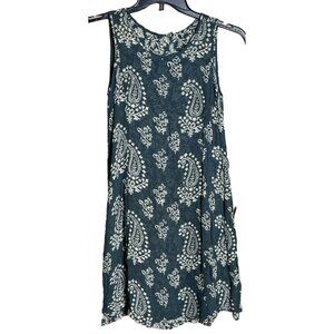 Rayon Charcoal Black Print Dress Pullover Reversible Sleeveless Grunge Womens S